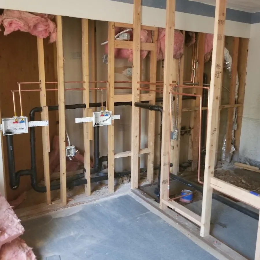 Copper pipe rough-in and plumbing installation in Anderson